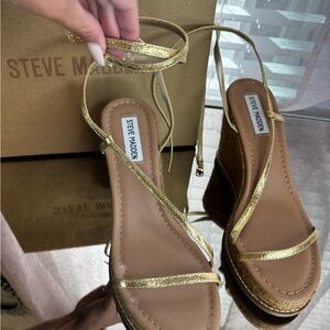 Steve Madden Gold Strappy Wedge Sandals